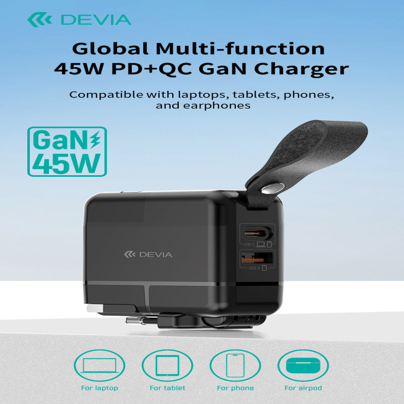 Devia Global Multi-function 45W PD+QC GaN Charger