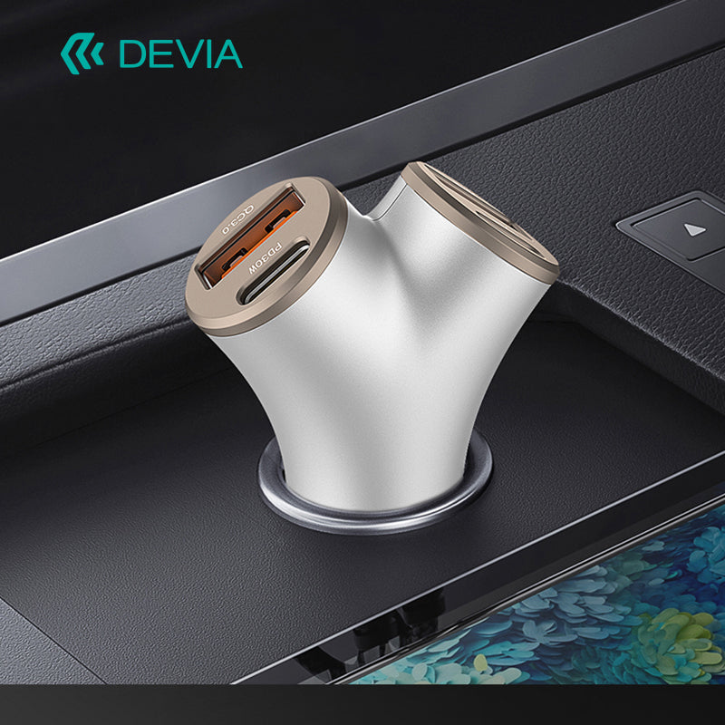Devia Smart Series 2A+2C 48W Fast Car Charger Silver
