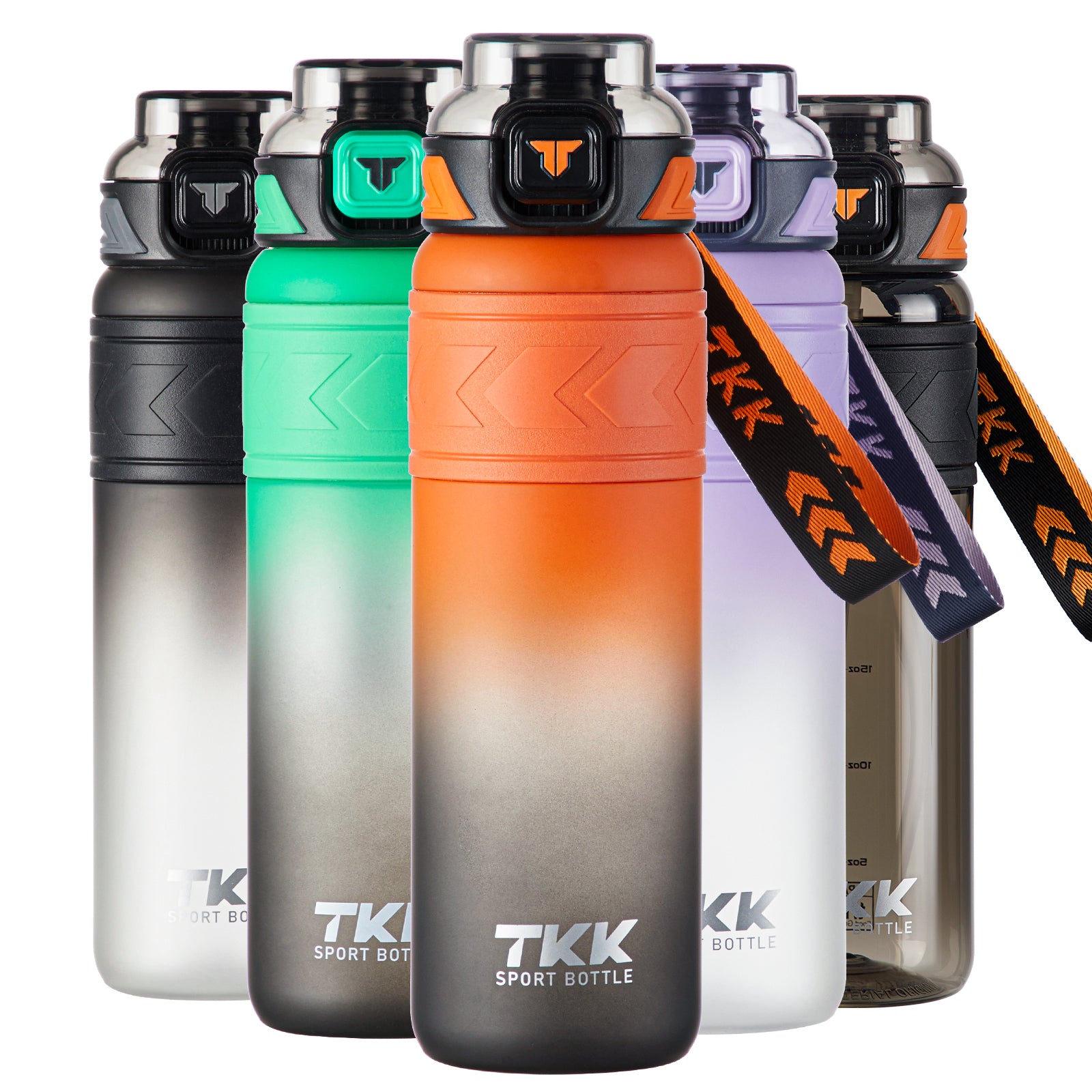 TKK Colorful Tritan Sports Water Bottle with Removable Straw and Leak-proof Lid, BPA Free