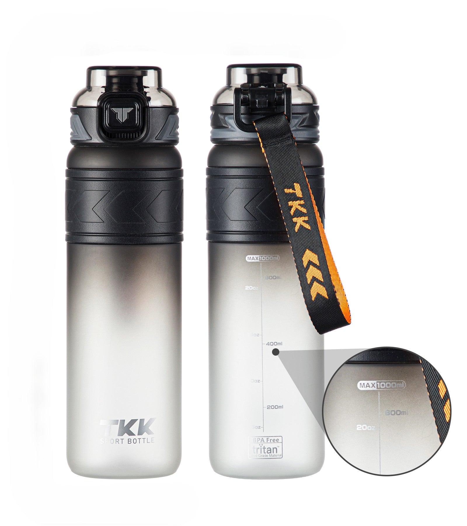 TKK Colorful Tritan Sports Water Bottle with Removable Straw and Leak-proof Lid, BPA Free