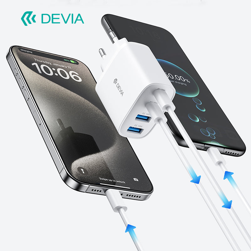 Devia Pro1 40W 2A+2C Quick Charger Adapter (EU) White