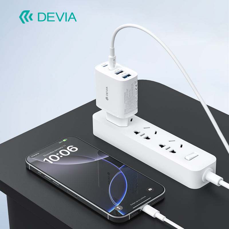 Devia Pro1 40W 2A+2C Quick Charger Adapter (EU) White