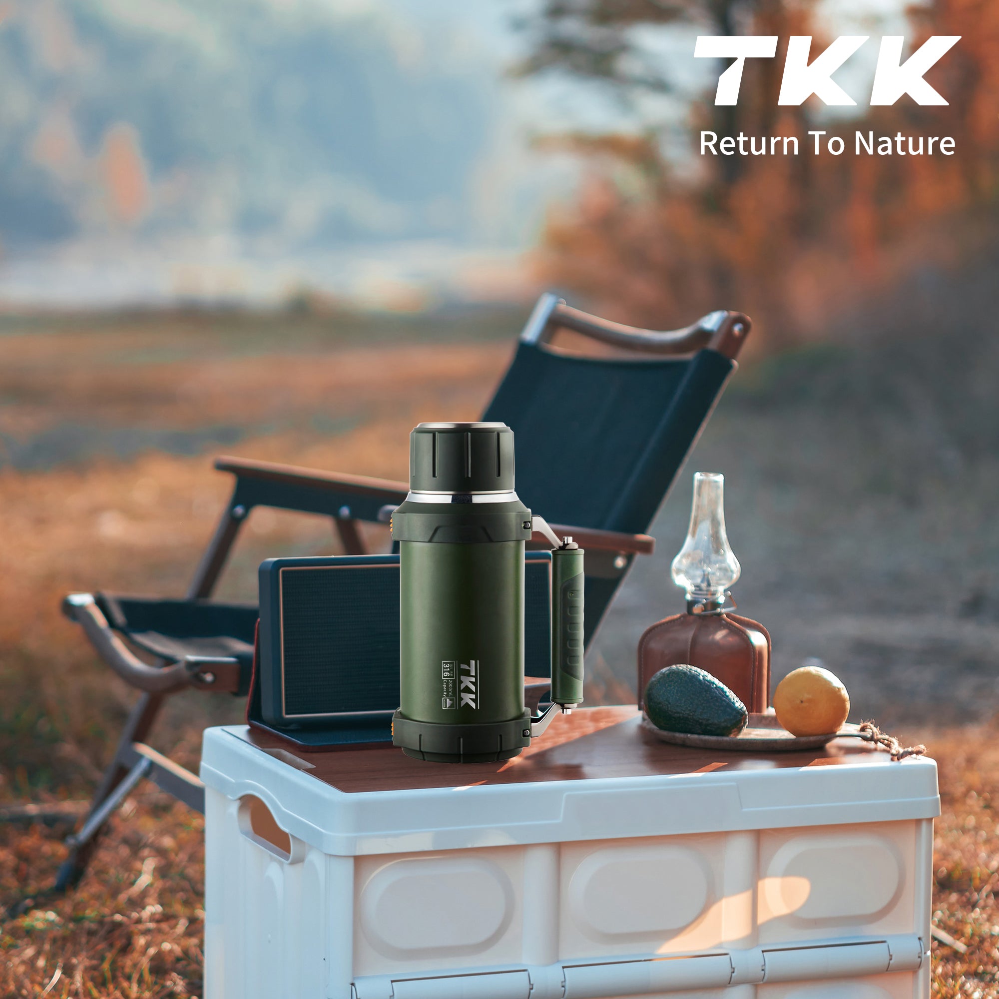 TKK Premium Thermos for Hot And Cold For Up To 24 hours, Stainless Steel 2000ml Vacuum Insulated Bottle With Cup Handle