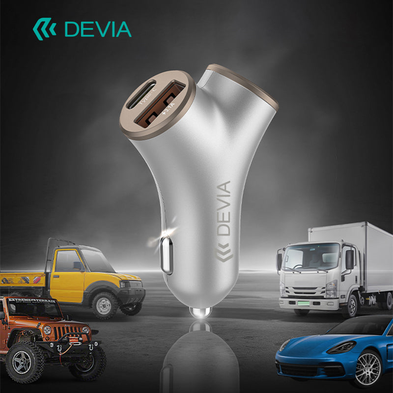 Devia Smart Series 2A+2C 48W Fast Car Charger Silver