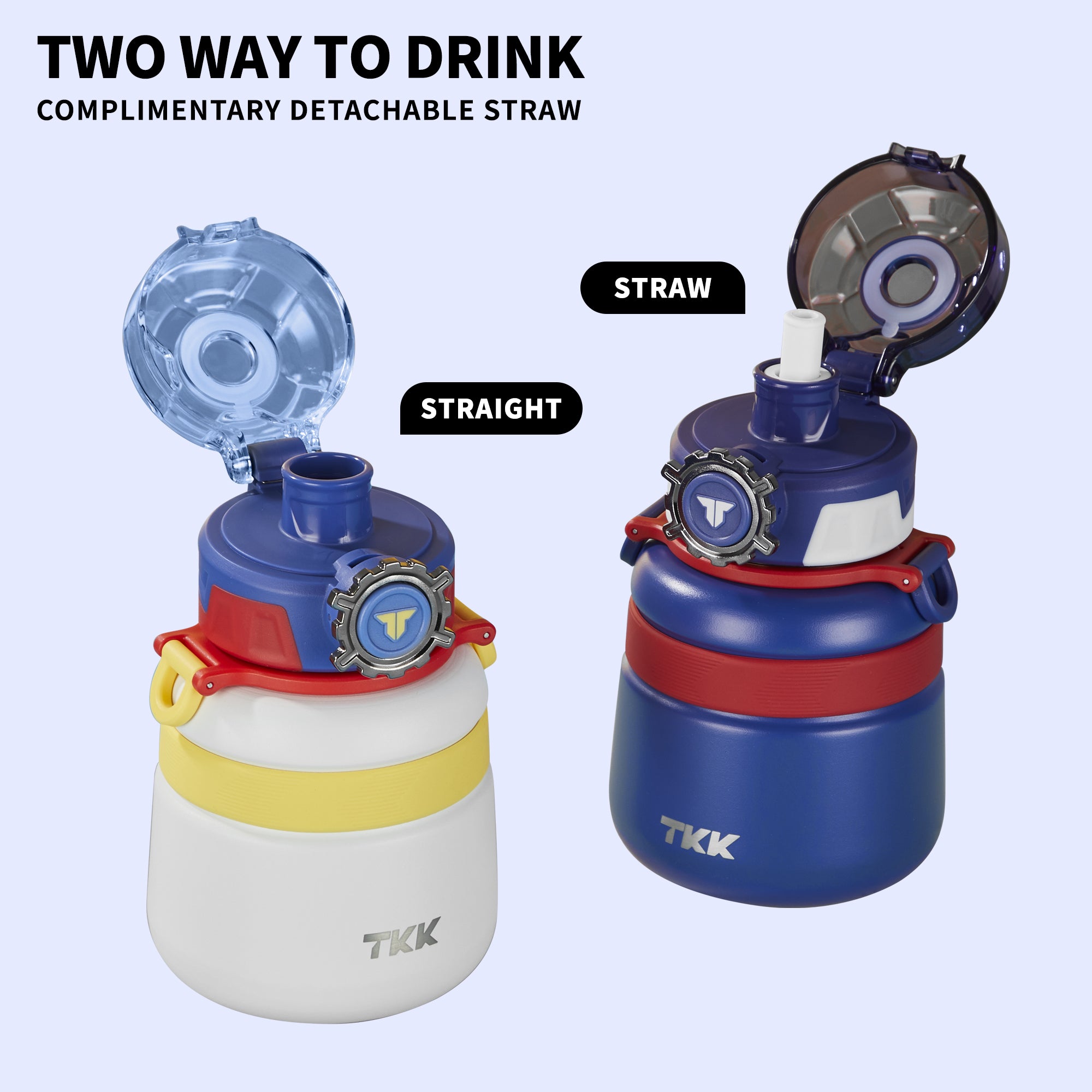 TKK 600ml Kids Insulated Water Bottle with Straw 20oz Vacuum Stainless Steel Metal