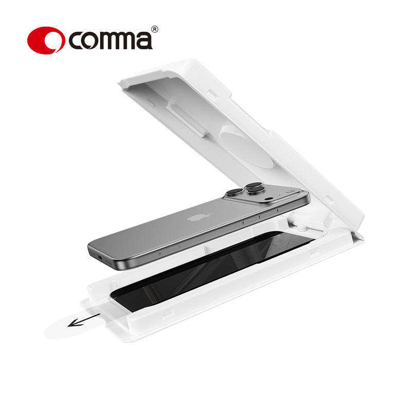 Comma Dun Series Privacy Tempered Glass (With Assist Tool) for iPhone 17