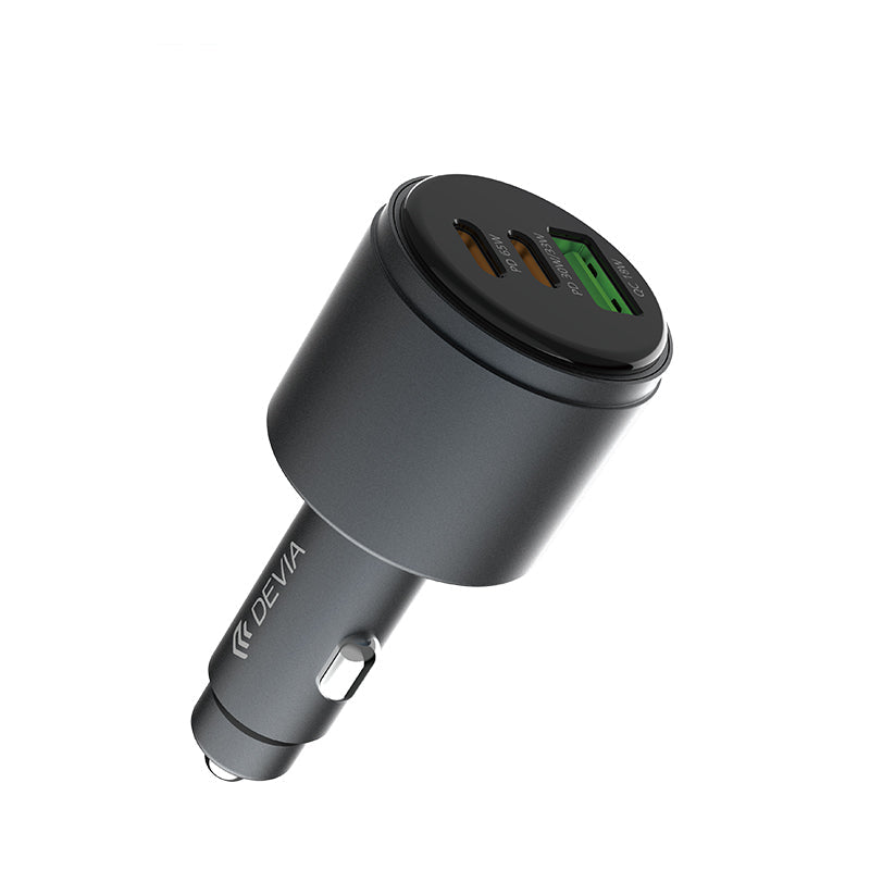 Devia Chargeur de Voiture Rapide Extreme Speed Series USB + Dual C 116W en Métal, entièrement compatible, Noir