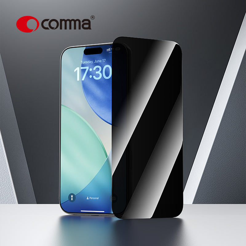 Comma Dun Series Privacy Tempered Glass (With Assist Tool) for iPhone 17 Pro
