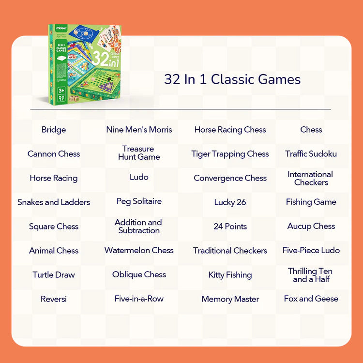 Mideer 32 In 1 Classic Games