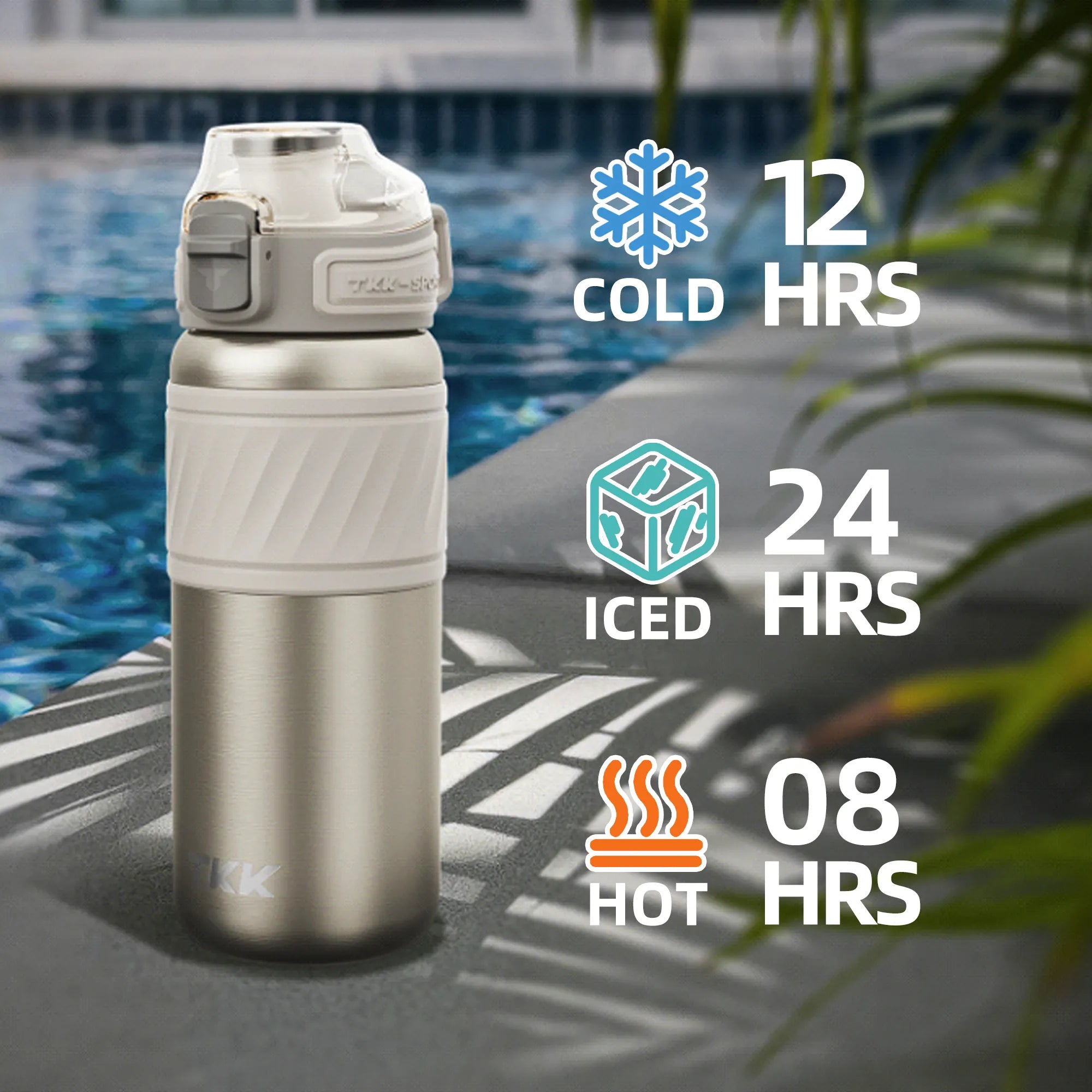 TKK 500ML Insulated Waterr Bottle with Straw, Double Wall Leak-Proof Thermos Vacuum Reusable Stainless Steel Tumbler