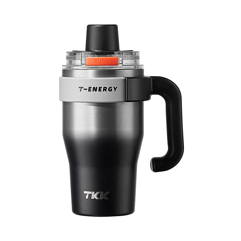 TKK Ceramic Coating Tumbler with Handle, Double Wall Vacuum Bottle With Straw and Lid, Hot for 12hrs and Cold For Up to 24hrs