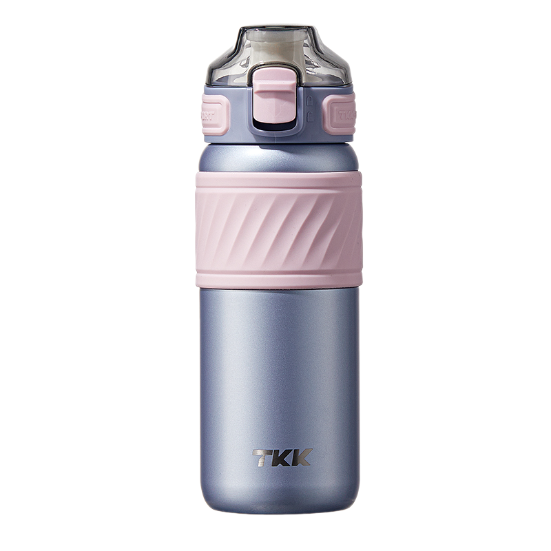 TKK 500ML Insulated Waterr Bottle with Straw, Double Wall Leak-Proof Thermos Vacuum Reusable Stainless Steel Tumbler