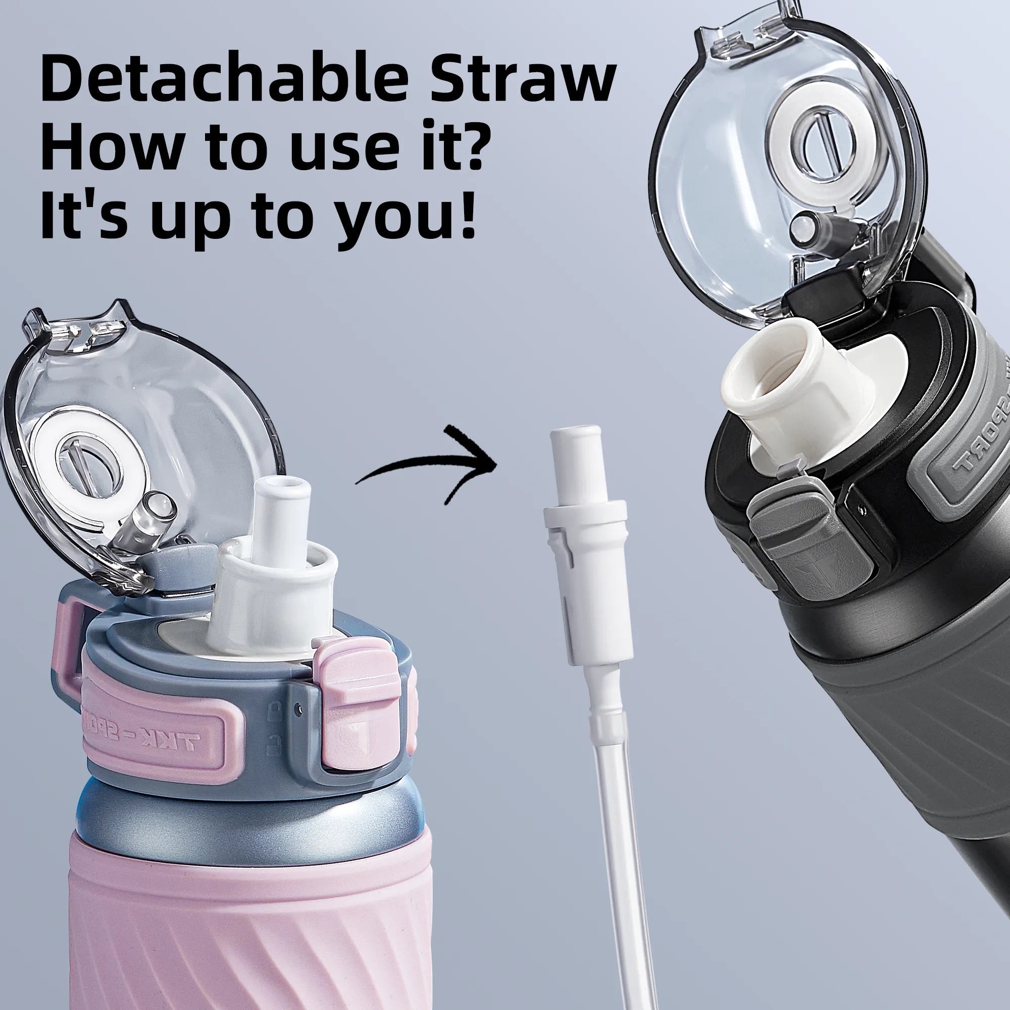 TKK 500ML Insulated Waterr Bottle with Straw, Double Wall Leak-Proof Thermos Vacuum Reusable Stainless Steel Tumbler
