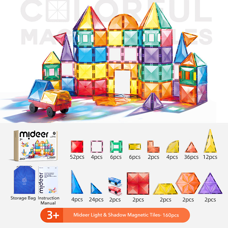 Mideer Prism Magnetic Tiles 160Pcs