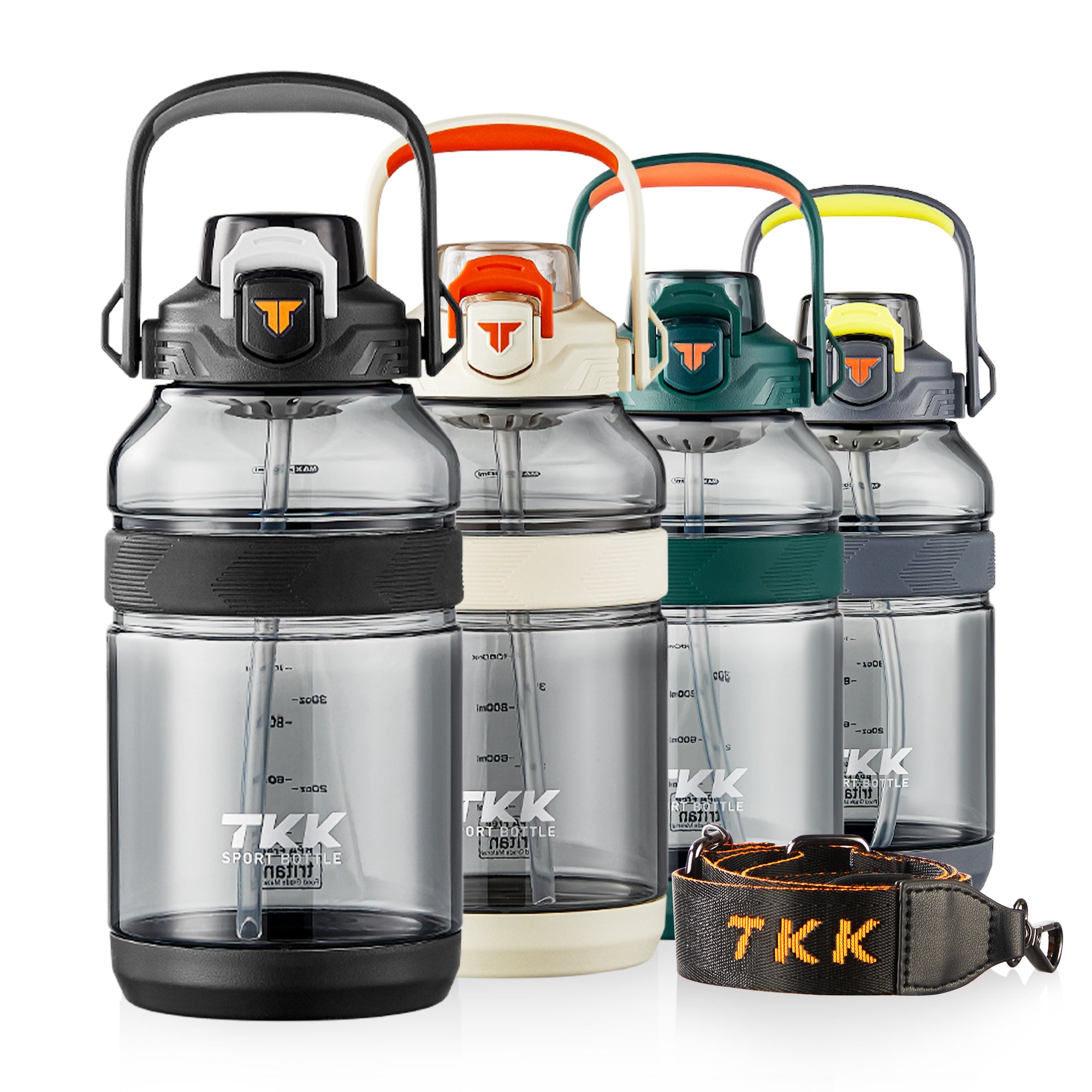 TKK Tritan Sport Water Bottle, Jug with Straw 2 in 1 Lid Dishwasher,Safe 2000ml Half Gallon BPA Free Leakproof