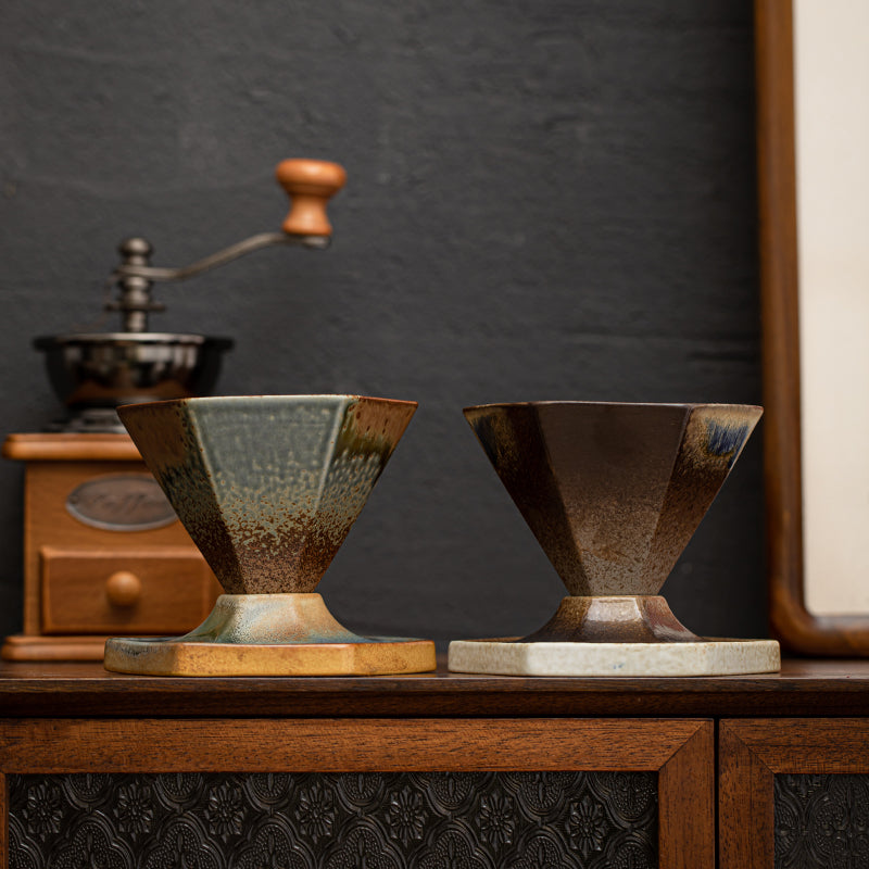 Set of 6 Colors Eco-Friendly Premium Vintage Ceramic 180ml Coffe Cup with Saucer Cone-Shaped