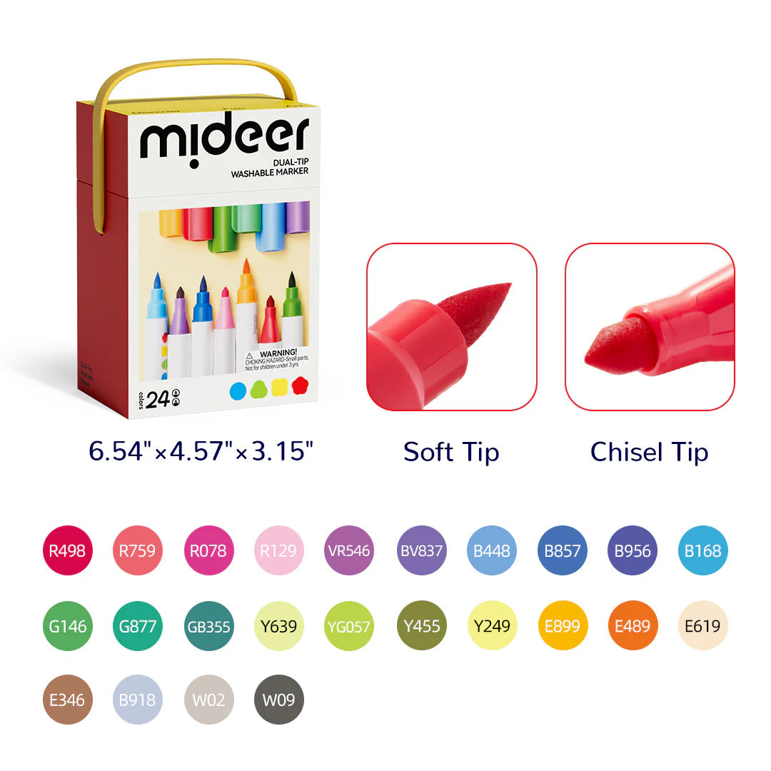MiDeer Dual-Tip Washable Marker 24 Colors