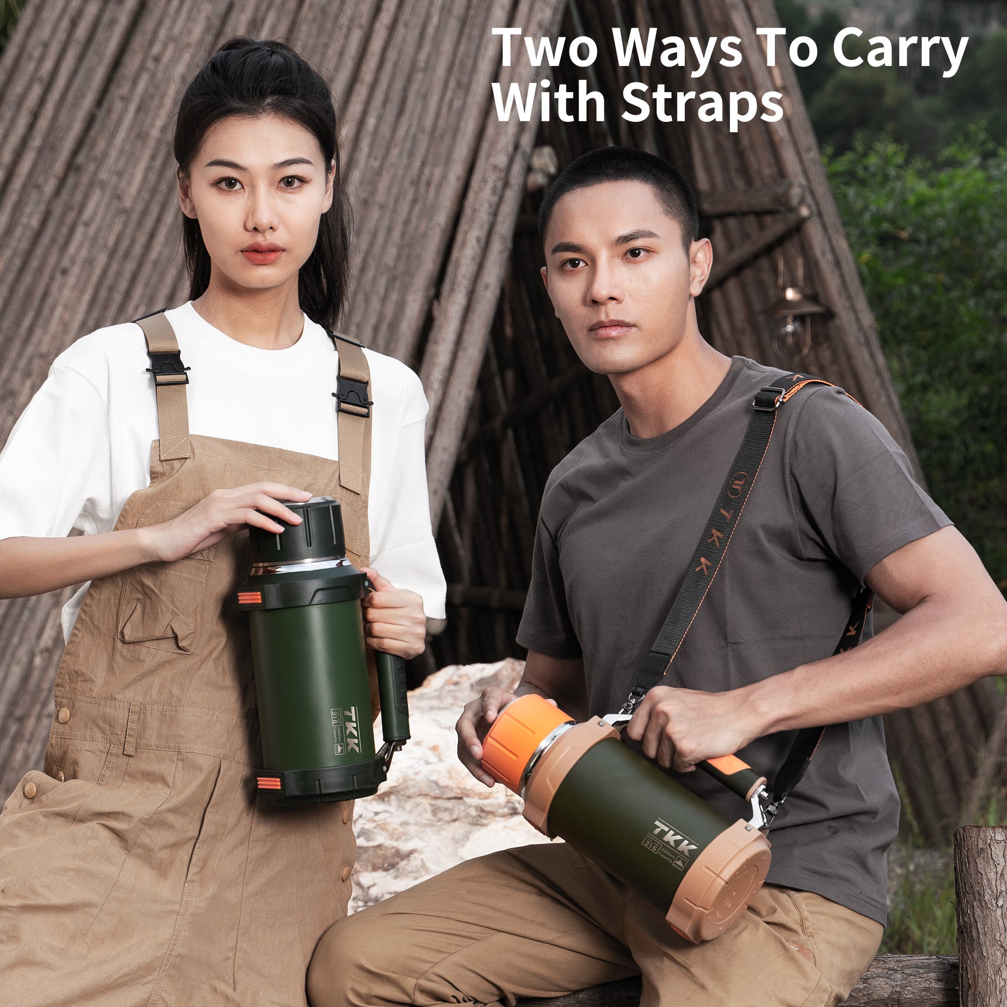TKK Premium Thermos for Hot And Cold For Up To 24 hours, Stainless Steel 2000ml Vacuum Insulated Bottle With Cup Handle