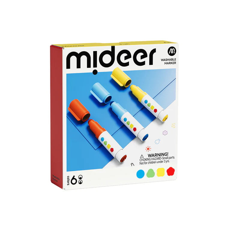 MiDeer Round-Tip Stamper Washable Marker 6 Colors
