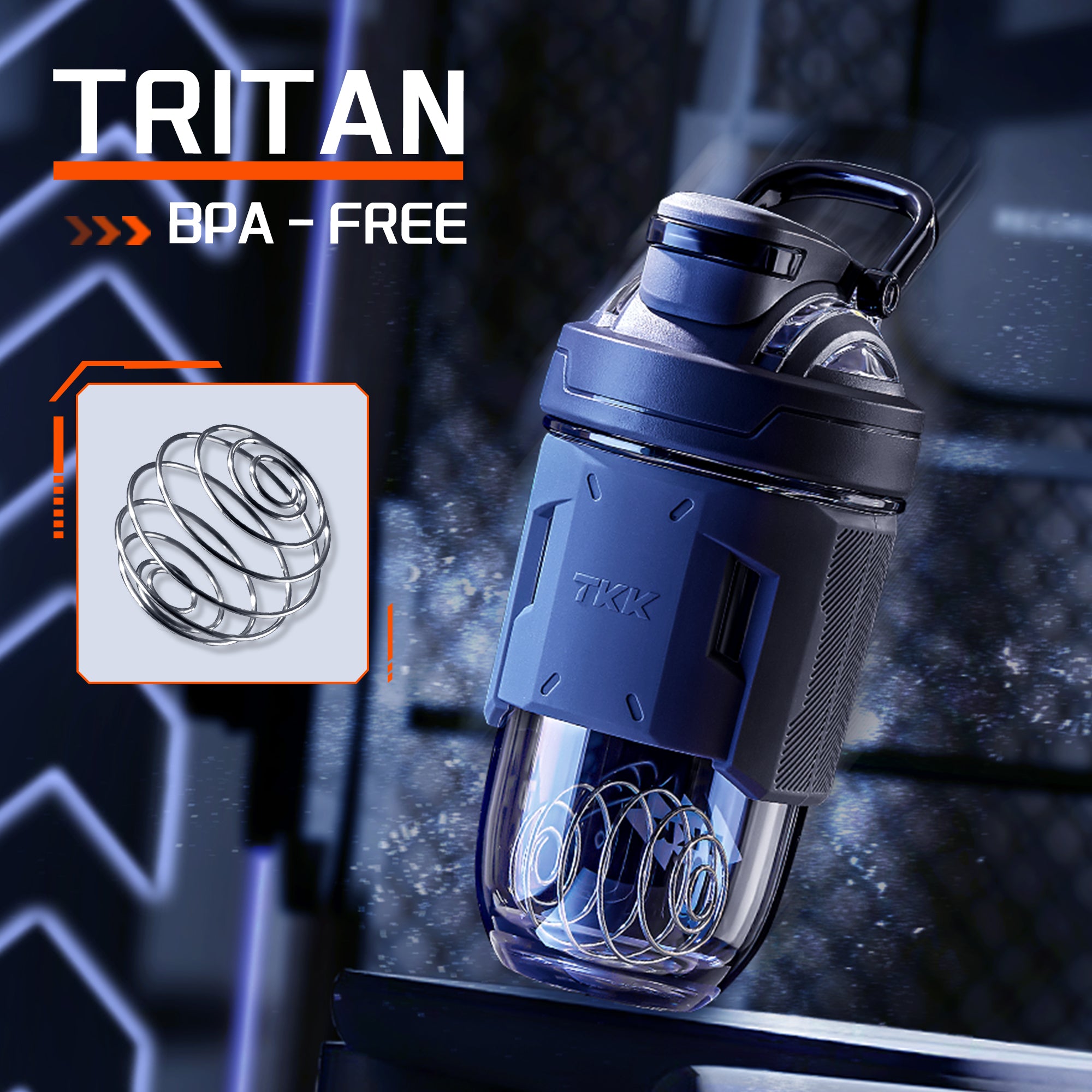 TKK 700ml Protein Shaker, Tritan Bottle, BPA Free 24 Ounce With Blending Ball