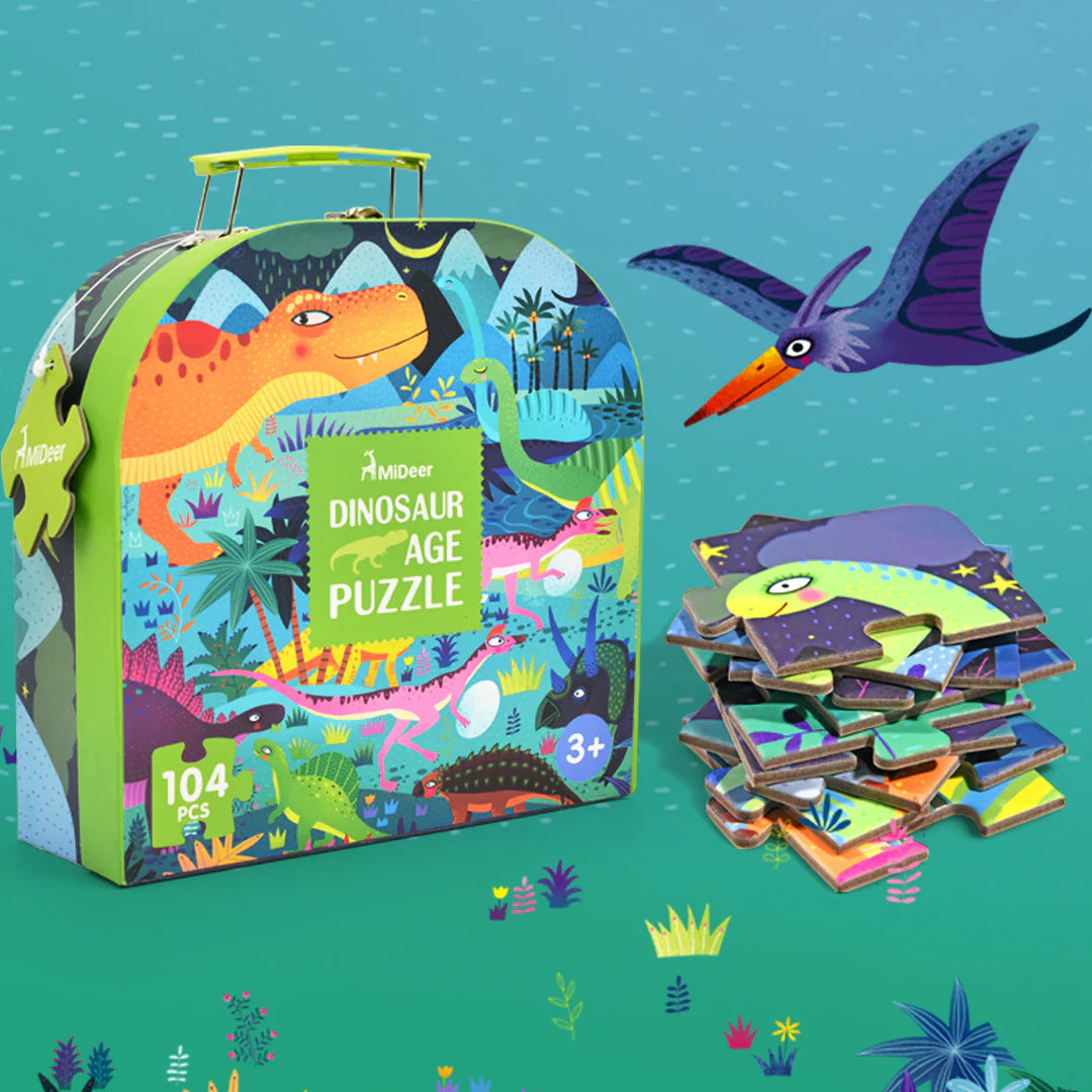 Mideer Portable Puzzle Box: Dinosaur Age 104P