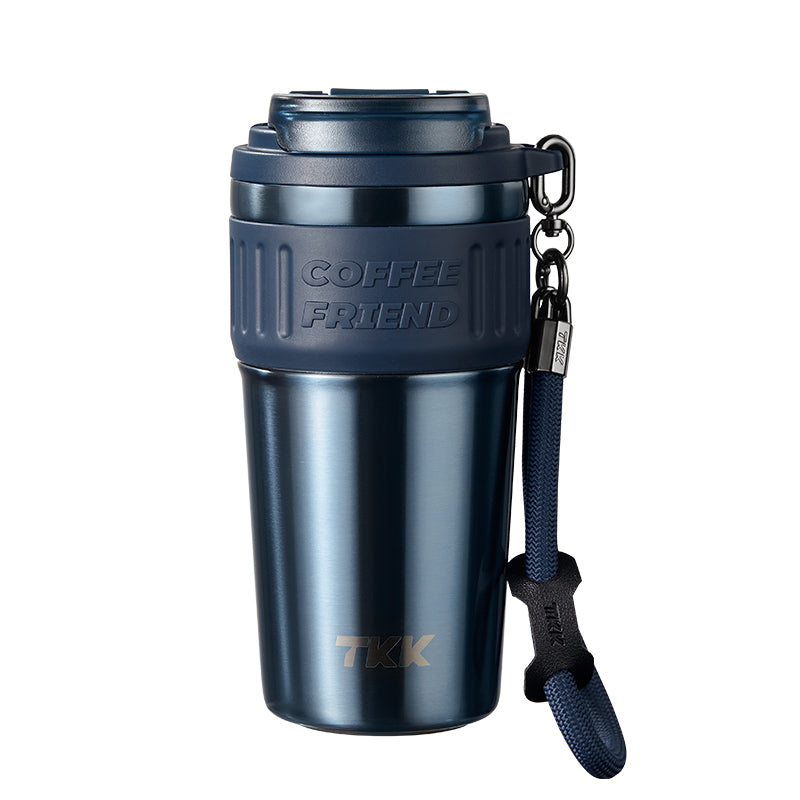 TKK Insulated Coffee Mug Ceramic Coating 21oz, 650ml with Strap for Hot and Iced Beverage