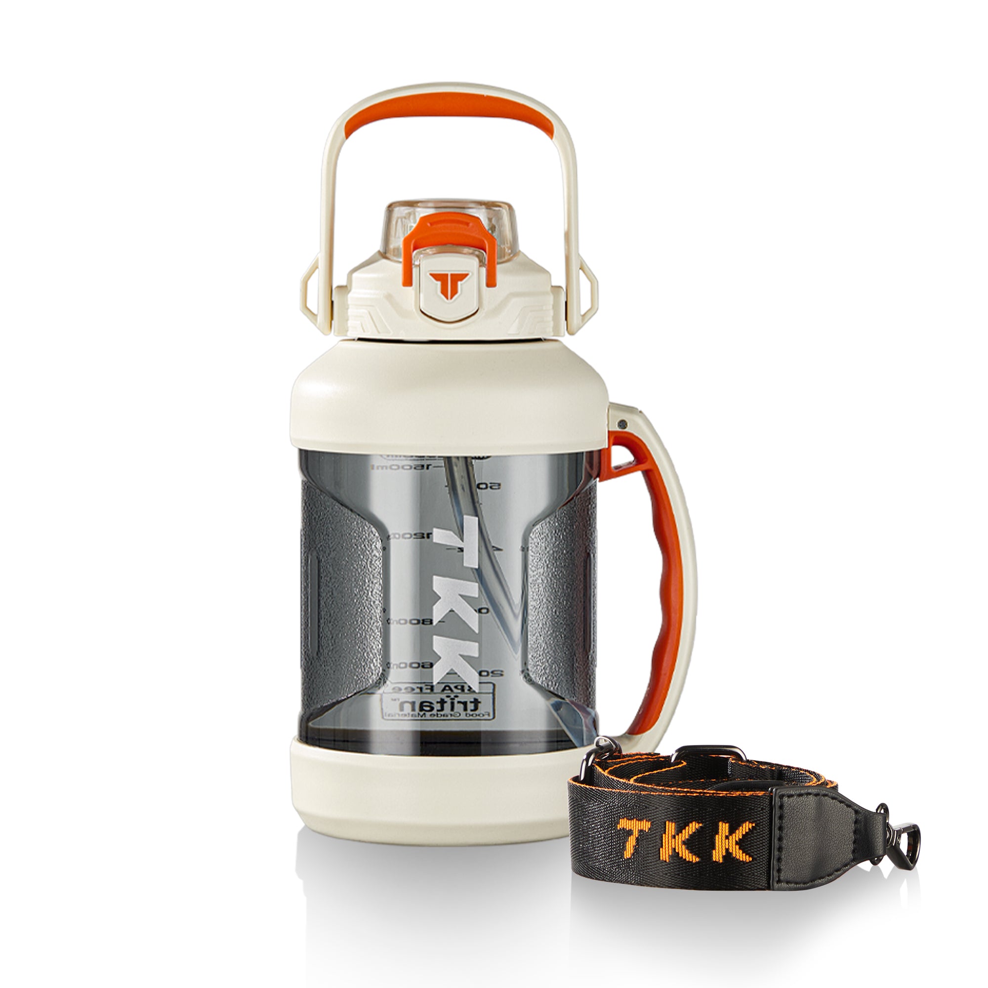 TKK Half Gallon, 2000ml Tritan Sport Bottle with Straw 2 in 1 Lid Dishwasher BPA Free