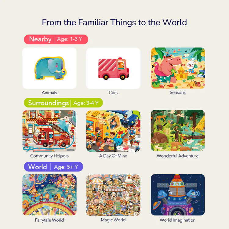 Mideer Level Up! Puzzles with Storage Bag - Level 1: Animals and Vehicles 2P-6P