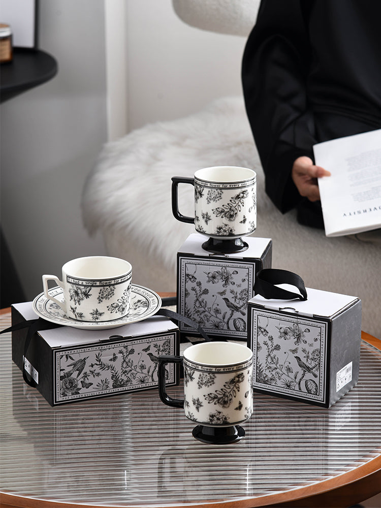 Coffe Mug French Retro Camellia Classical Vintage House Use Nordic Style 300ml