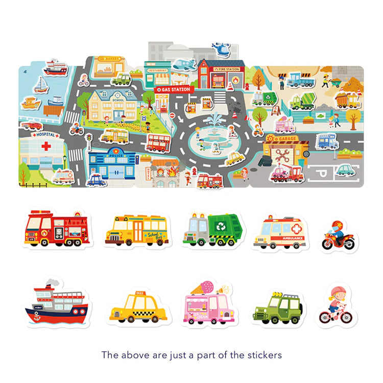 Mideer Reusable Jelly Sticker: The Bustling Traffic