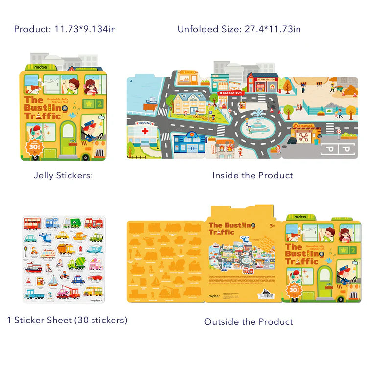 Mideer Reusable Jelly Sticker: The Bustling Traffic