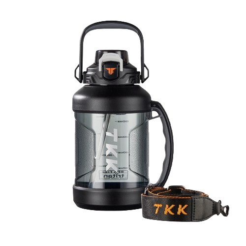 TKK Half Gallon, 2000ml Tritan Sport Bottle with Straw 2 in 1 Lid Dishwasher BPA Free