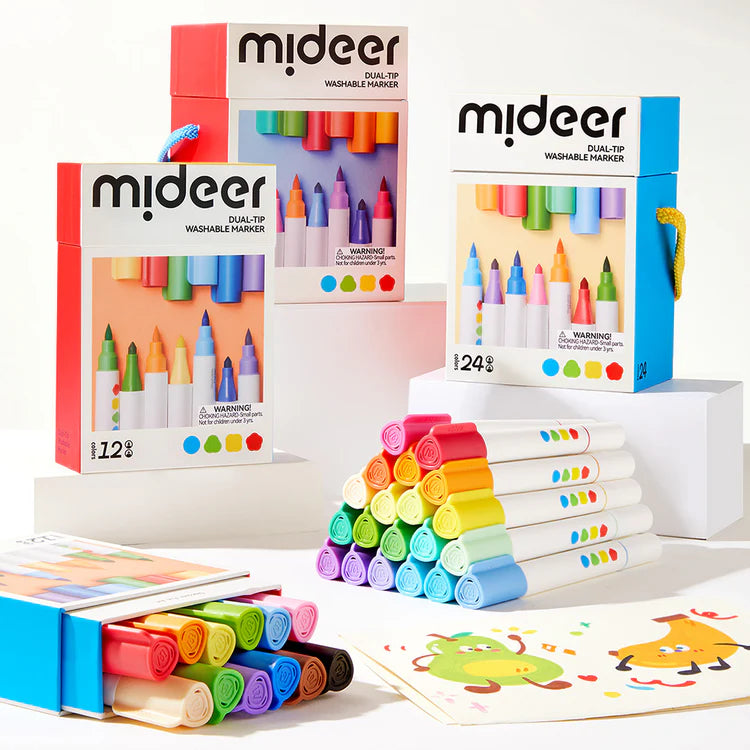 Mideer Dual-Tip Washable Marker 12 Colors