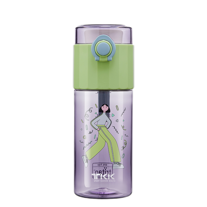 TKK Girls Bottle, 500 ml, Leak-Proof, Tritan, BPA-Free, One-Handed Operation, Transparent, with Straine