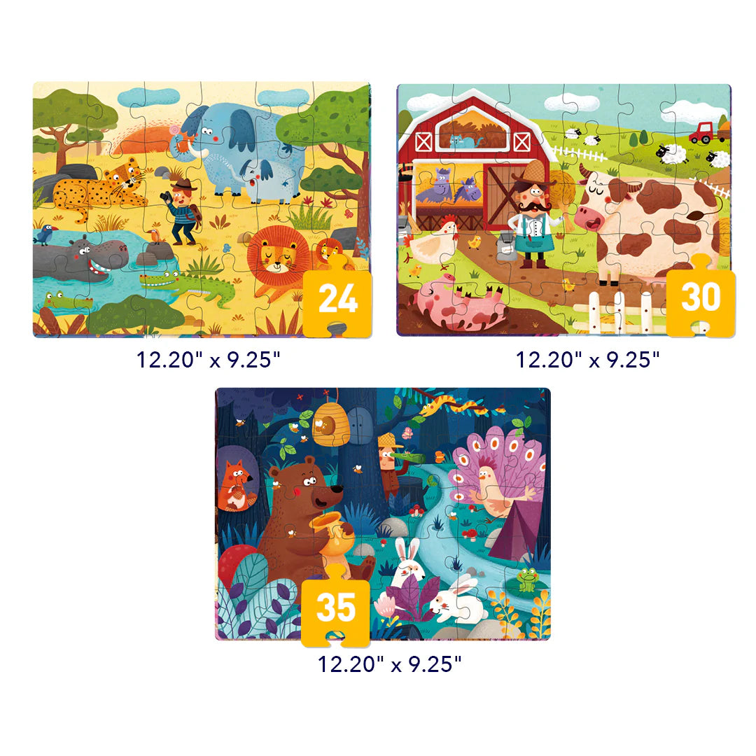 Mideer Level Up! Puzzles with Storage Bag - Level 3: Natural Scenery 24P-35P