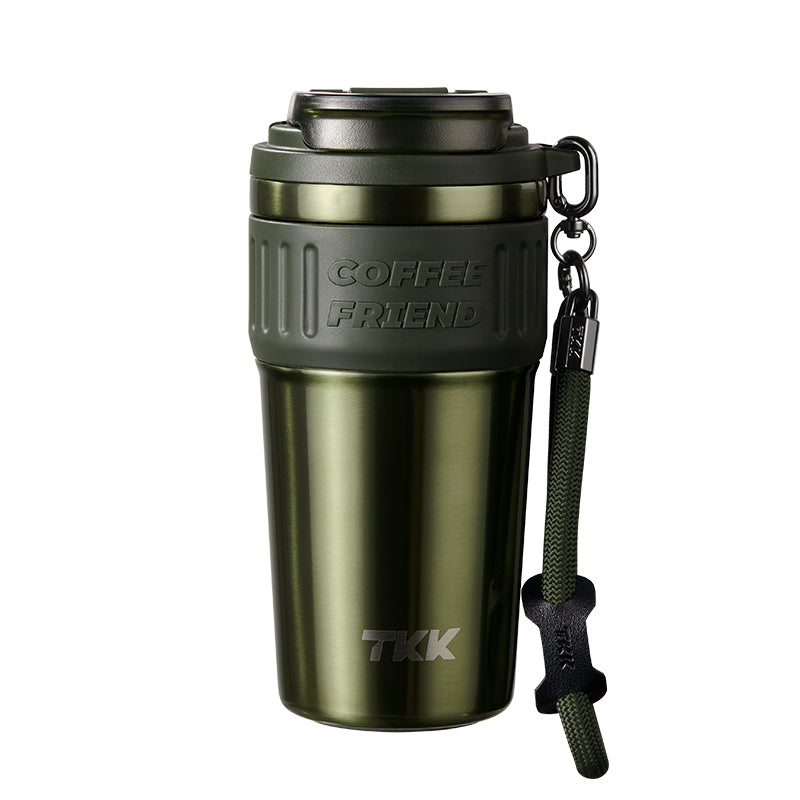 TKK Insulated Coffee Mug Ceramic Coating 21oz, 650ml with Strap for Hot and Iced Beverage