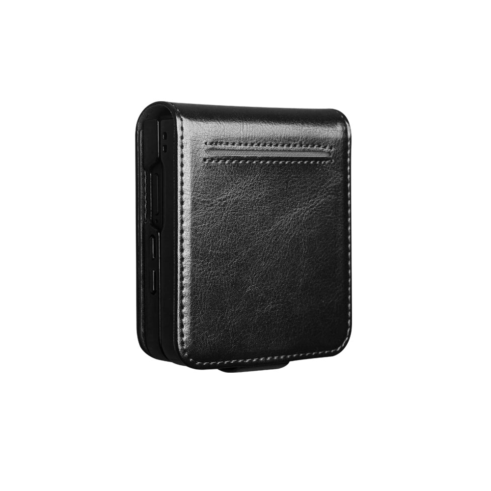 QIALINO Premium Custom Handmade Genuine Leather Fold Style Black for Samsung Galaxy Z Flip7