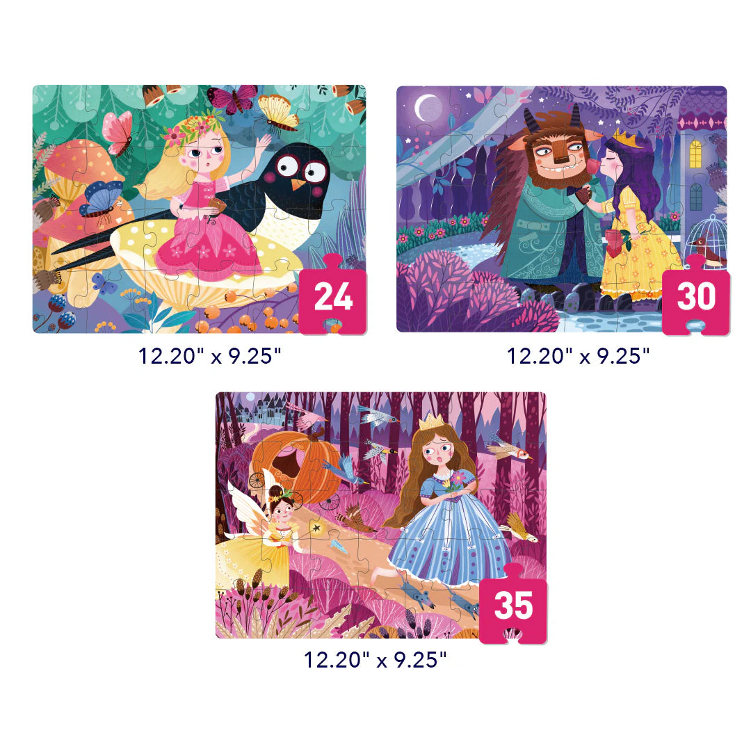 Mideer Level Up! Puzzles with Storage Bag - Level 3: Princesses 24P-35P