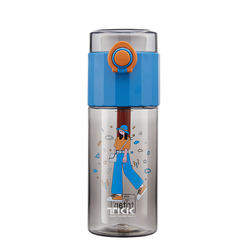 TKK Girls Bottle, 500 ml, Leak-Proof, Tritan, BPA-Free, One-Handed Operation, Transparent, with Straine