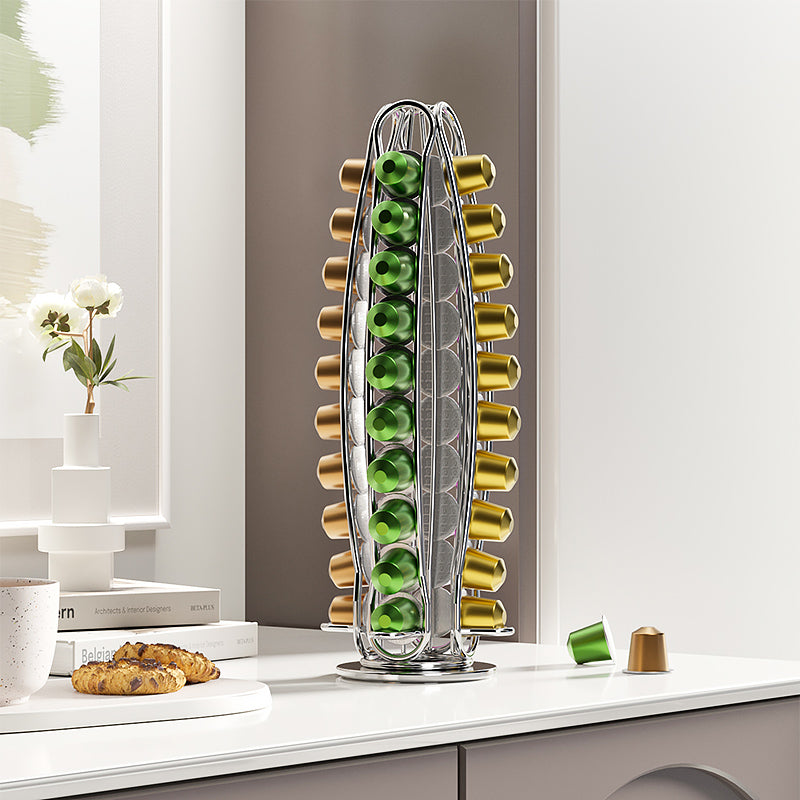 Coffee Pod Holder for Nespresso Capsules, 360-Degree Rotating Storage : Holds 40 Capsules