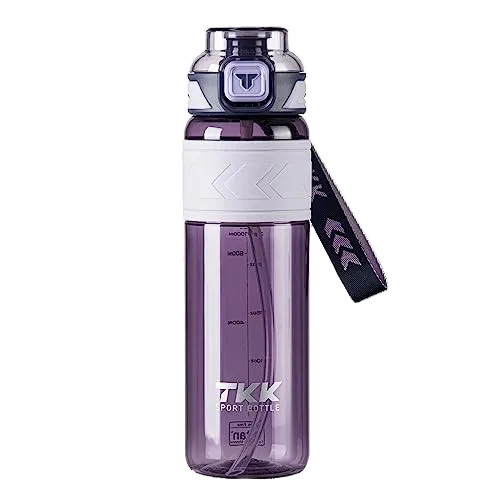TKK Tritan Sports Water Bottle with Removable Straw and Leak-proof Lid, BPA Free 1000ml
