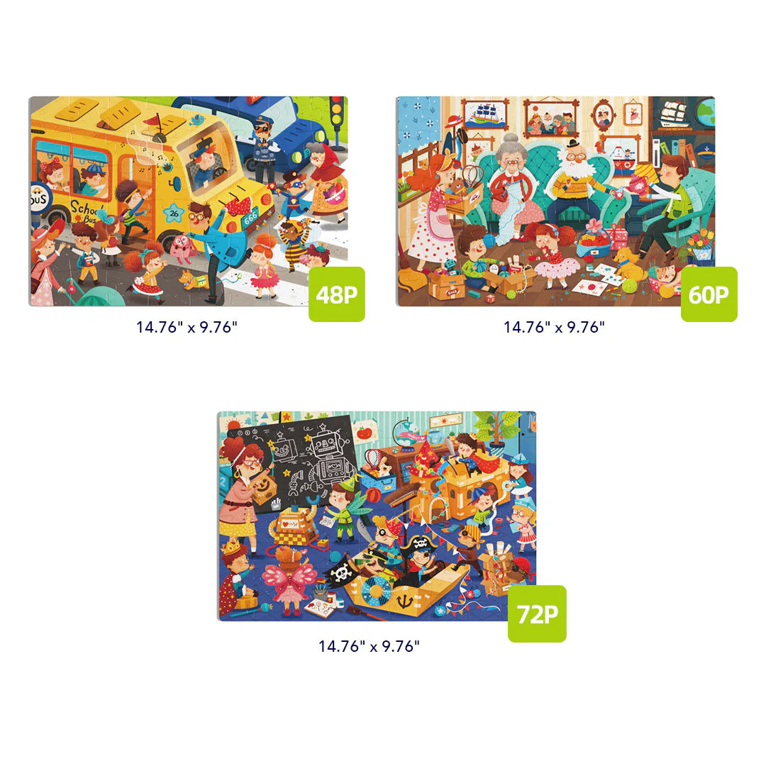 Mideer Level Up! Puzzles with Storage Bag - Level 4: A Day Of Mine 48P-72P