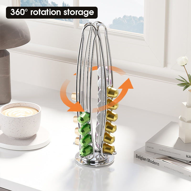 Coffee Pod Holder for Nespresso Capsules, 360-Degree Rotating Storage : Holds 40 Capsules