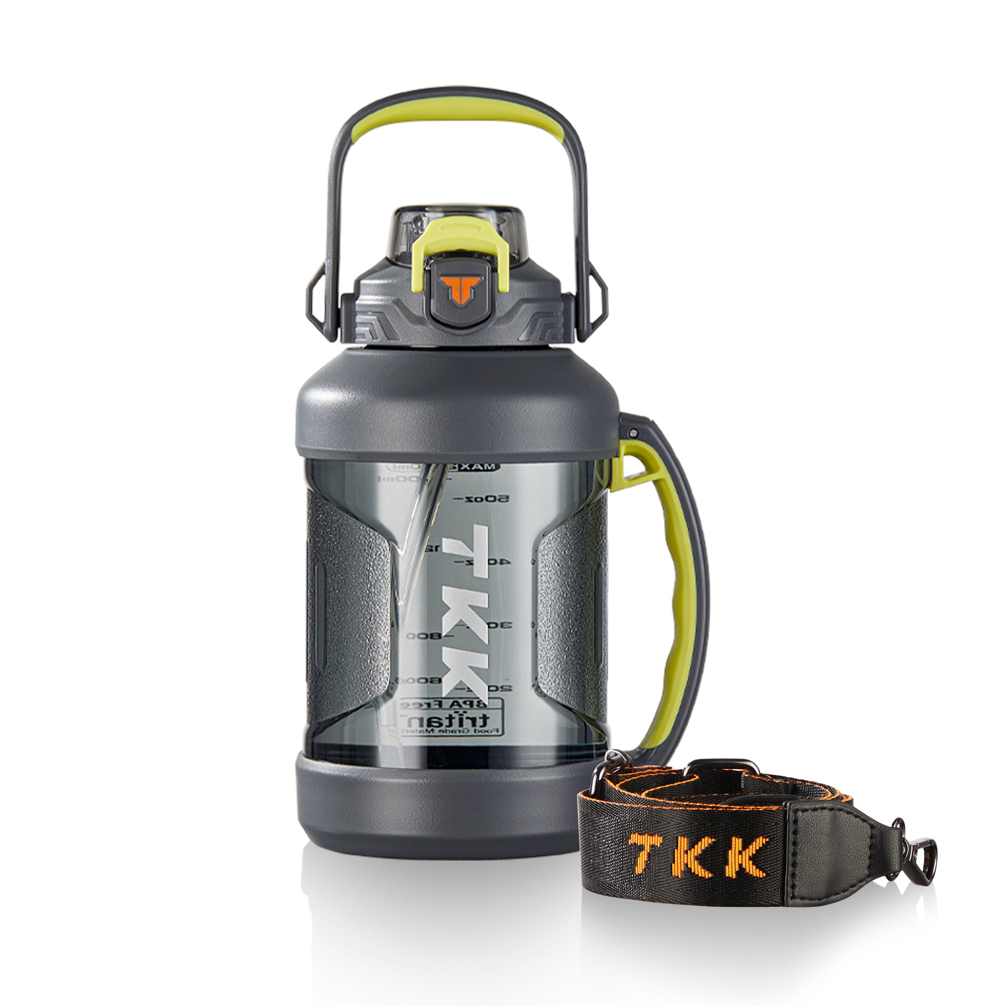 TKK Half Gallon, 2000ml Tritan Sport Bottle with Straw 2 in 1 Lid Dishwasher BPA Free