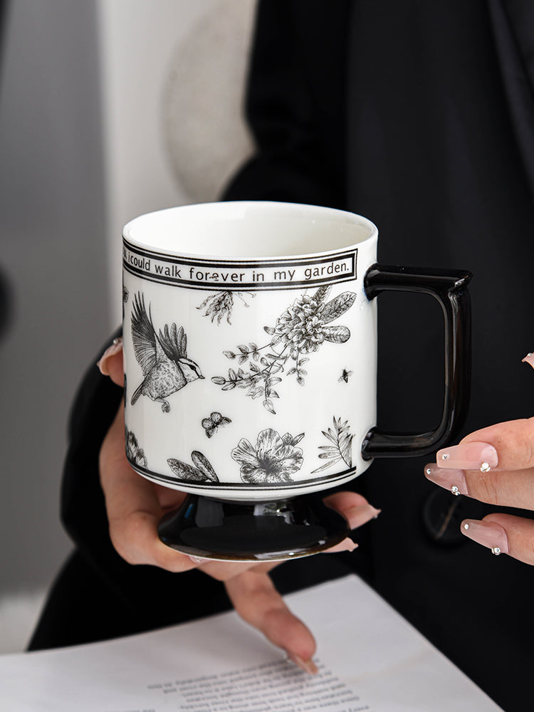 Coffe Mug French Retro Camellia Classical Vintage House Use Nordic Style 300ml