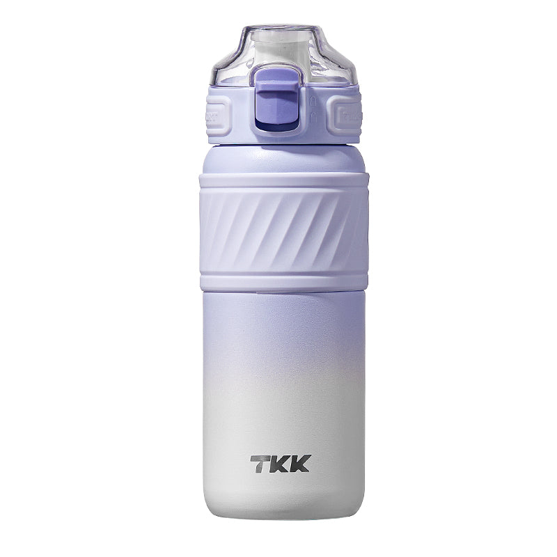 TKK 500ML Insulated Waterr Bottle with Straw, Double Wall Leak-Proof Thermos Vacuum Reusable Stainless Steel Tumbler