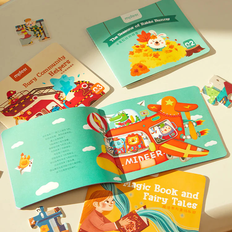 Mideer Level Up! Puzzles with Storage Bag - Level 2: Dinosaur Projects 9P-16P