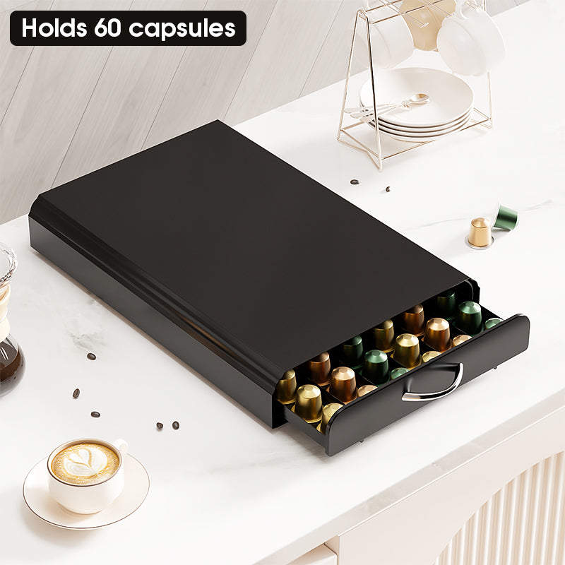 Coffee Pod with Drawer Holder for Nespresso Capsules : Holds 60 Capsules