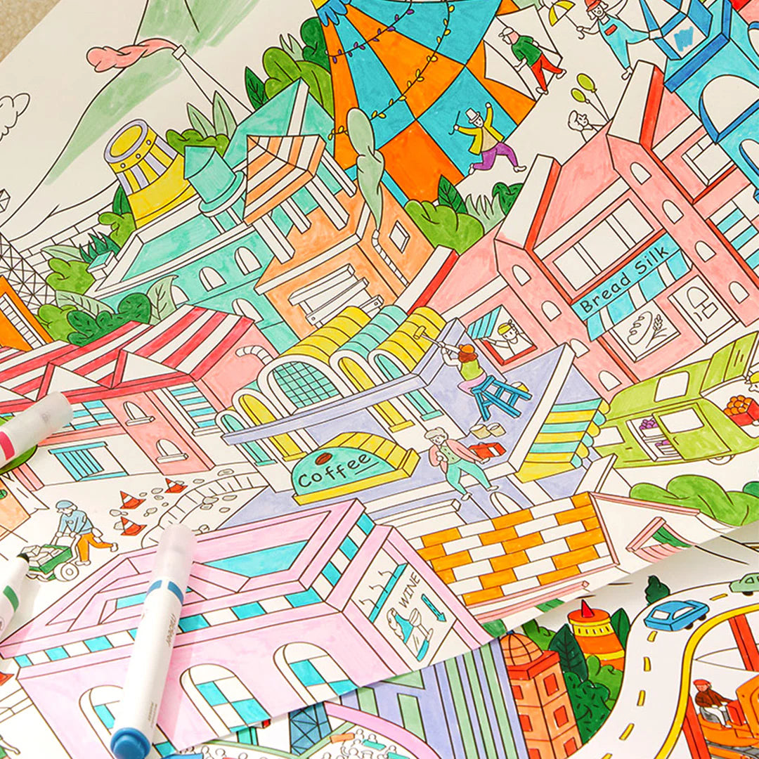 MiDeer 10 Meters Giant Coloring Scroll: City