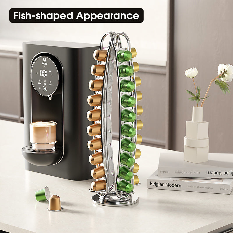Coffee Pod Holder for Nespresso Capsules, 360-Degree Rotating Storage : Holds 40 Capsules